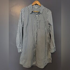 MARLED Cotton Stripe Collared Button Down Tunic Blouse EUC Size Large